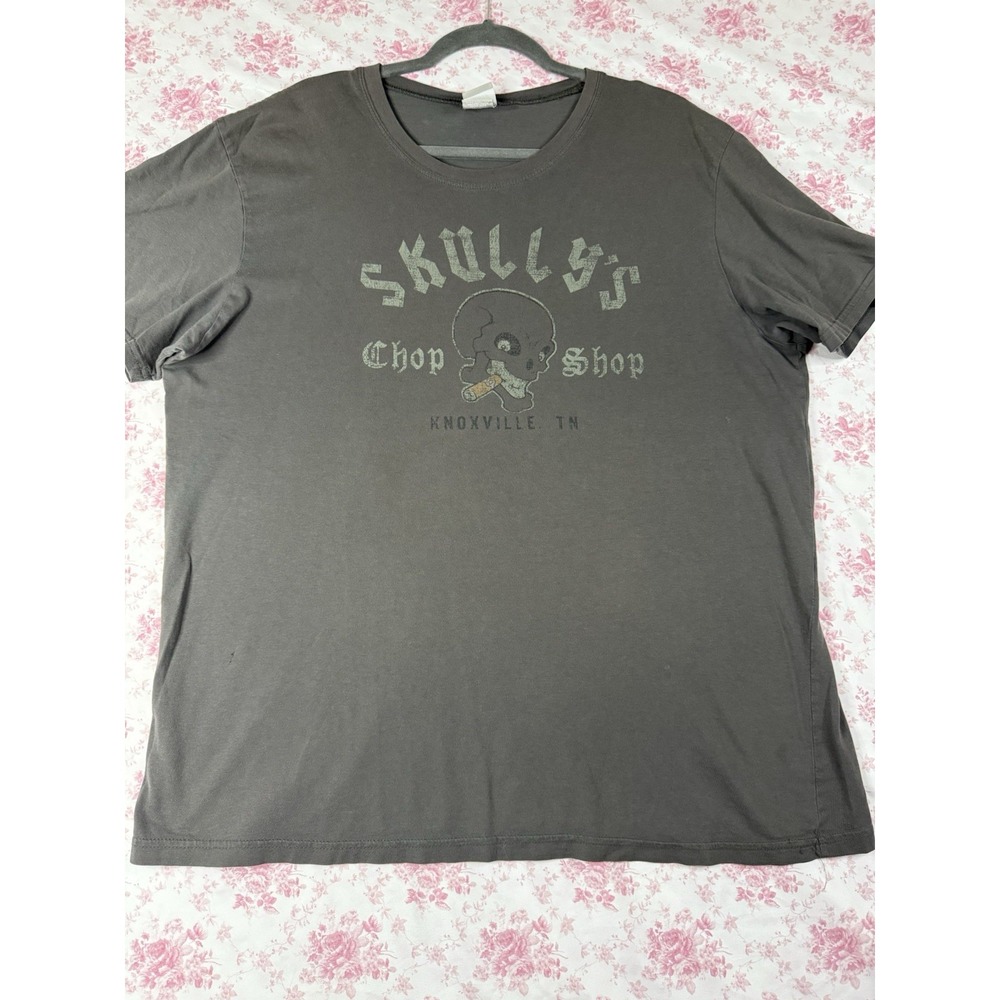 Skulls Chop Shop Knoxville TN Graphic T-Shirt Gray Men's Size XL